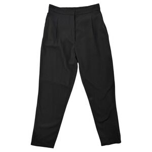 Leo & Viola Black Dress Pants L Lined Stretch Elastic Back Missing Button